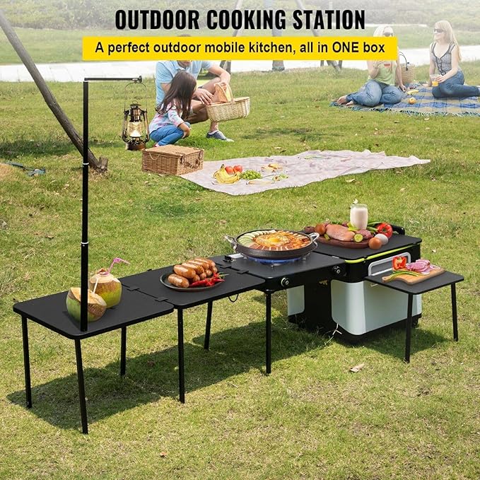 Portable Multifunctional Outdoor Kitchen Station with Wheels