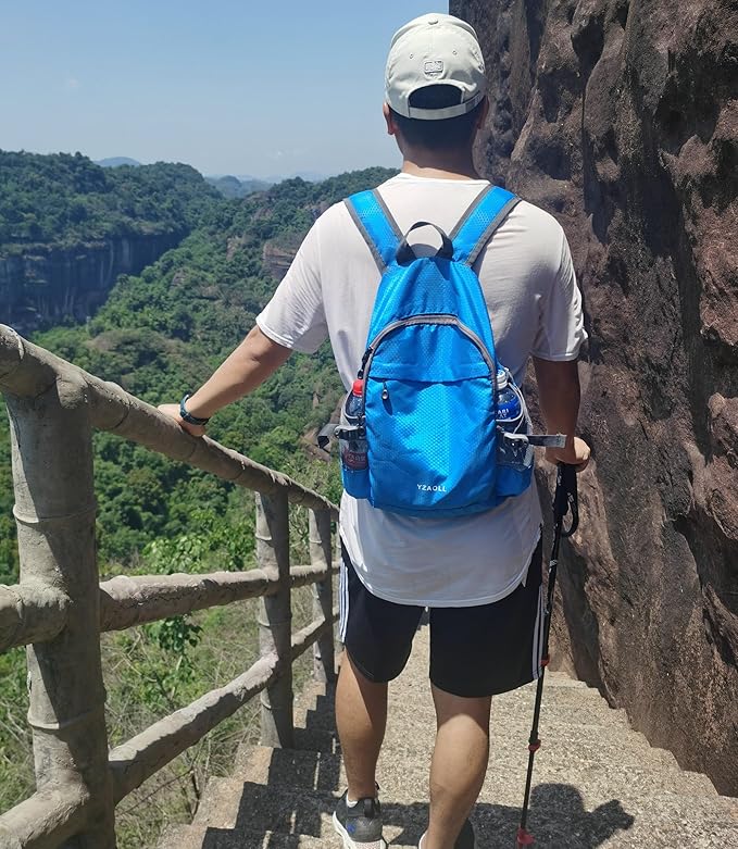 YZAOLL 20L Small Hiking Backpack Lightweight Day Packs, Packable Backpack for Women Men Travel Camping Vacation,Blue