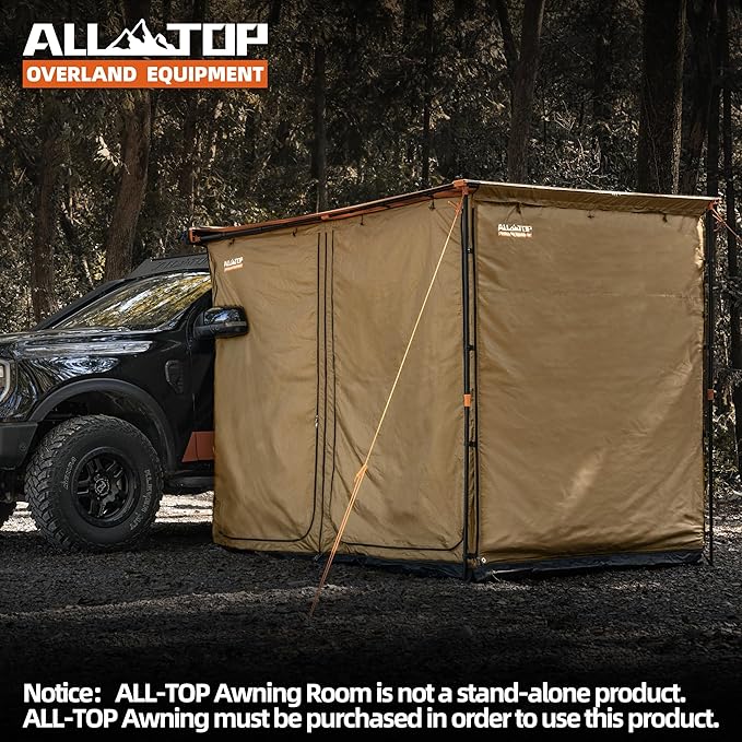 ALL-TOP Awning Room with Floor 6.6' x 8.2' Rip-Stop 420D Oxford Awning Tent with Bug-Resistance Mesh, Waterproof Sun Shelter for Overland, Camping(Room Only)