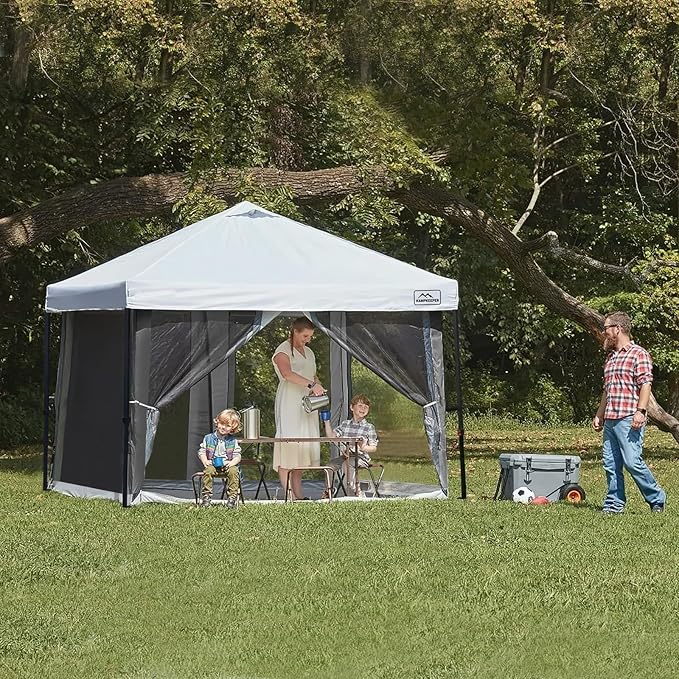 Canopy Universal Mosquito Netting Tent, Converts 10'x10' Canopy Gazebo into Camping Inner Tent, Screen House with Full PE Floors for Outdoor, Backyard. (TOP & Frame NOT Included) Black
