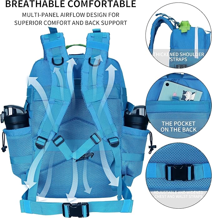 Military Tactical Backpack 45L/25L 3 Day Assault Pack Molle Daypack Hiking Backpack for Men and Women (Blue-Yellow, 45L)