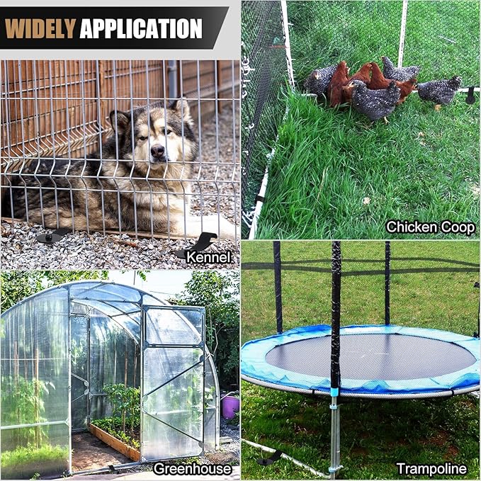 LEIFIDE 12 Set Trampoline Stakes Wind Anchor Kit Heavy Duty Ground Anchors Trampoline Spiral Stakes with Belt Straps (Black)