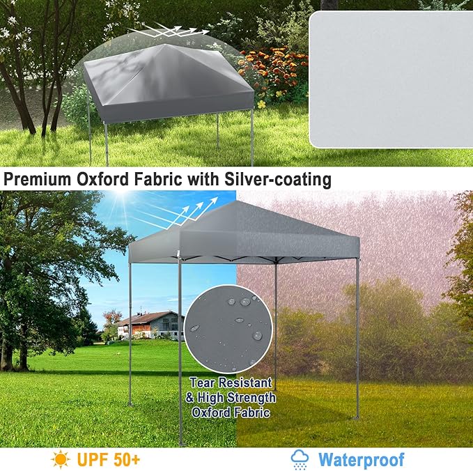 6.6 x 6.6 Ft Pop Up Canopy, 1 Person Instant Setup Canopy Tent with Push Center Lock, 8 Stakes, 4 Ropes & Carrying Bag, Portable Easy Up Gazebo Shelter for Outdoor Camp, Beach, Patio & Party