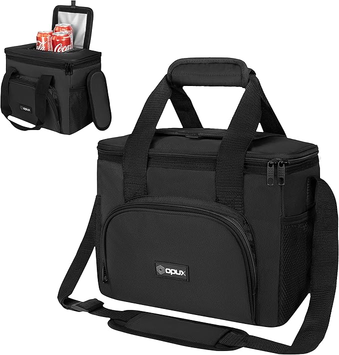 OPUX Soft Cooler Bag, Insulated Collapsible Lunch Cooler Bag for Men Work Camping Beach Travel, Portable Soft Sided Leakproof Waterproof Large Lunch Bag Box with Shoulder Strap 18 Cans, Black