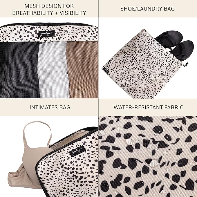 Jadyn Packing Cubes for Travel, 6-Piece Large Packing Cube Organizer Set for Suitcase, Duffel Bag, Luggage, Multiple Sizes Travel Essentials (Cheetah Spot)