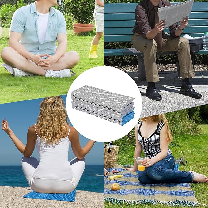 REDCAMP Ultralight Foam Backpacking Sit Pad, Foldable Waterproof Z Hiking Sitting Pad Insulated Stadium Seat Cushion with Strap for Outdoor Camping Picnic, Blue/Black/Yellow
