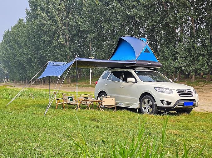 UNISTRENGH 2 Person Inflatable Car Rooftop Tent Easy Set-up Large Outdoor Glamping Camping Tent for SUV,Truck and Universal Auto Self-Driving Touring