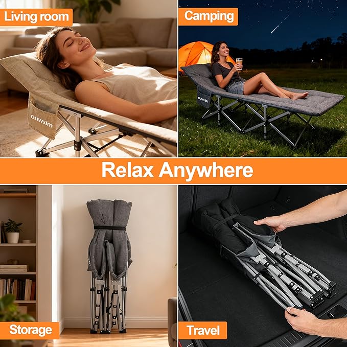 Camping cots for Adults,Cots for Sleeping,Cushion and Pillow, Camping Tent cot,High Weight Capacity, Compact Storage,with Carry Bag,Ideal for Outdoor Camping, Office use,Napping, Beach Trips