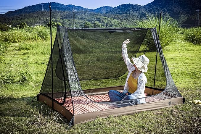 OneTigris 2 Person Mesh Tent, 3 Openings Screen Shelter with Waterproof Bathtub Floor for Outdoors Camping Lightweight Backpacking Thru-Hiking Travel Patio