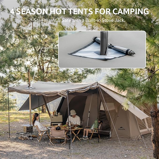 Naturehike Village Instant Tent, 4 Person 8 Person Camping Tent with Full Rainfly, Waterproof Large Cabin Tents for Car Camping
