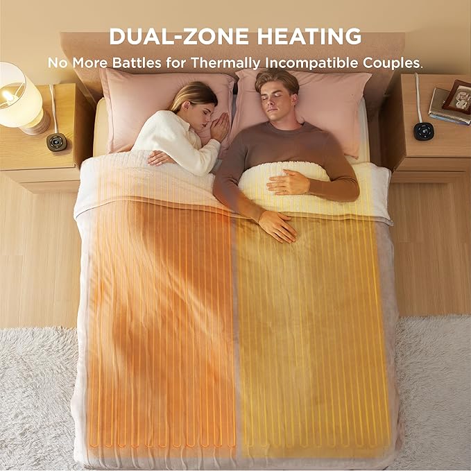 Bedsure Electric Blanket Queen Size - Dual Control Heated Blanket Queen, Fast Heating with 10 Time Settings & 10 Heat Settings, Warm Gift for Grandma (84x90 inches, Taupe)