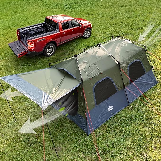 Night Cat 8-Persons Camping Tent: Large Waterproof Instant Cabin Hot Tent with Canopy and Stove Jack for Family Glamping