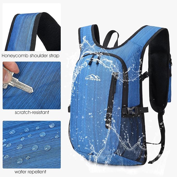 Small Hiking Daypack,15L Waterproof Hiking Backpack Packable Lightweight Travel Day Pack for Women Men (Oxford Blue)