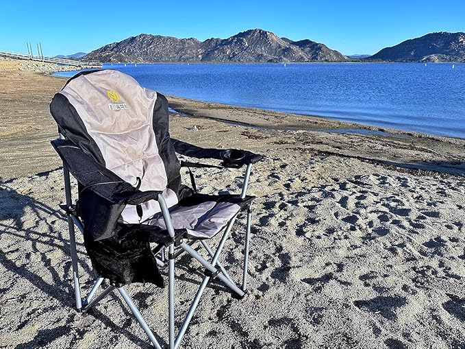 Nice C Heated Camping Chair with Battery, Outdoor Heated Chair, Heated Camping Chairs for Adults, Folding Chair, Beach Chair, Heavy Duty Cooler, Carry Bag, 10000mAh Power Bank Included (2 Pack)