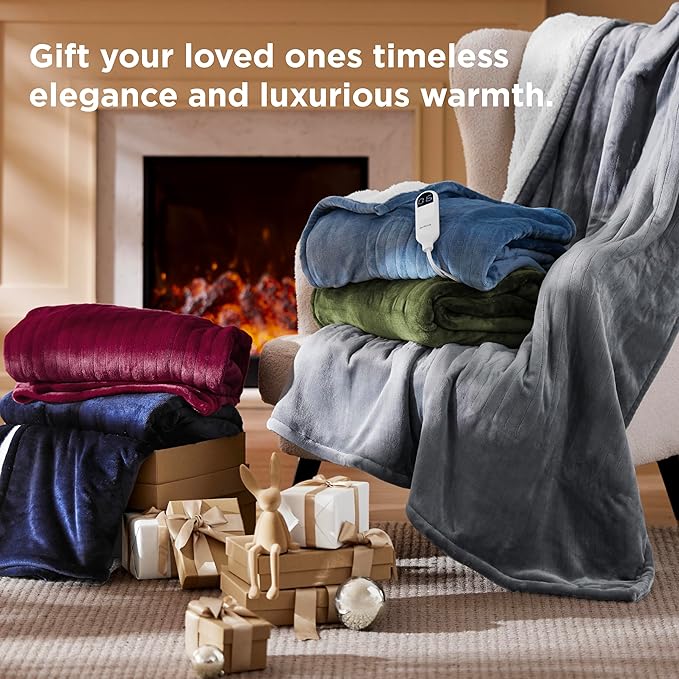 Bedsure Electric Blanket Twin - Soft Flannel Heated Blanket Twin Size, GentleSoft™ Fast Heating with 10 Time Settings & 6 Heat Settings, Warm Gift for Grandma (62x84 inches, Sage Green)