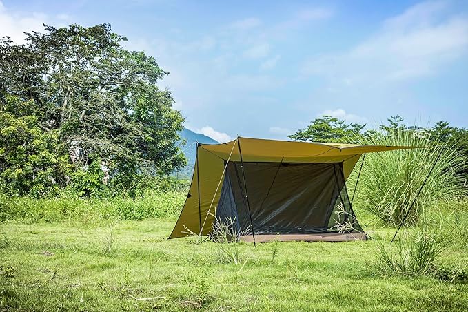 OneTigris 2 Person Mesh Tent, 3 Openings Screen Shelter with Waterproof Bathtub Floor for Outdoors Camping Lightweight Backpacking Thru-Hiking Travel Patio