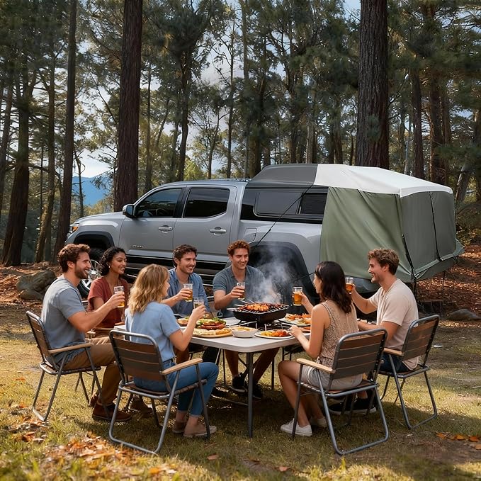 Full-Size Truck Bed Tent,Outdoor 600D Waterproof Truck Tent Compatible with Fits Ford F-150,Chevy Silverado,Toyota Tundra,Tacoma (2005+),Tailgates 58",Designed for Full-Size Trucks with Caps