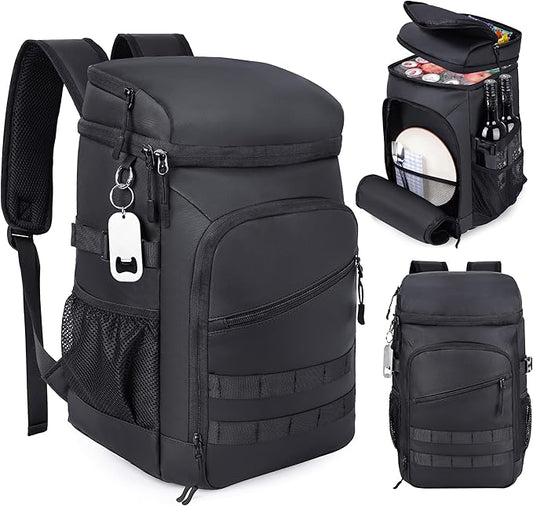 Cooler Backpack, 33 Cans Tactical Inspired Backpack Cooler Insulated Leak Proof for Men & Women Portable 2 Leak Proof Compartments Coolers Bag for Beach Travel Picnic Lunch Hiking BBQ Camping