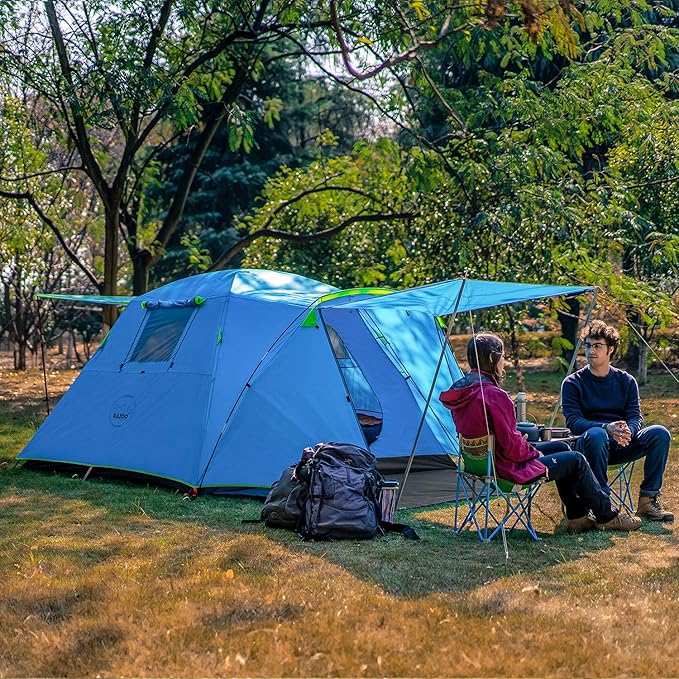 KAZOO 2／4 Person Camping Tent Outdoor Waterproof Family Large Tents 2/4 People Easy Setup Tent with Porch Double Layer | Outdoor, Waterproof, Family, Large, Tents, Easy Setup
