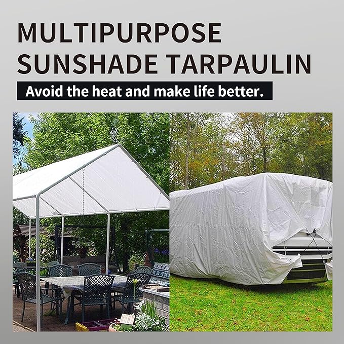 TARPAL 30'x50' White Tarp Waterproof 7.5 mil Medium Duty All Purpose Poly Tarps Cover Waterproof,Snow Proof UV Protection,Rip and Tear Proof,Poly Tarpaulin