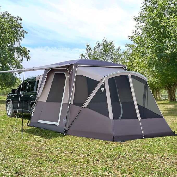TIMBER RIDGE 5-9 Person SUV Tent with Screen Porch and Awning for Family Camping, Weather Resistant and Portable Van or Car Tent, Includes Rainfly and Storage Bag, 13' W X 10' L X 7.1' H