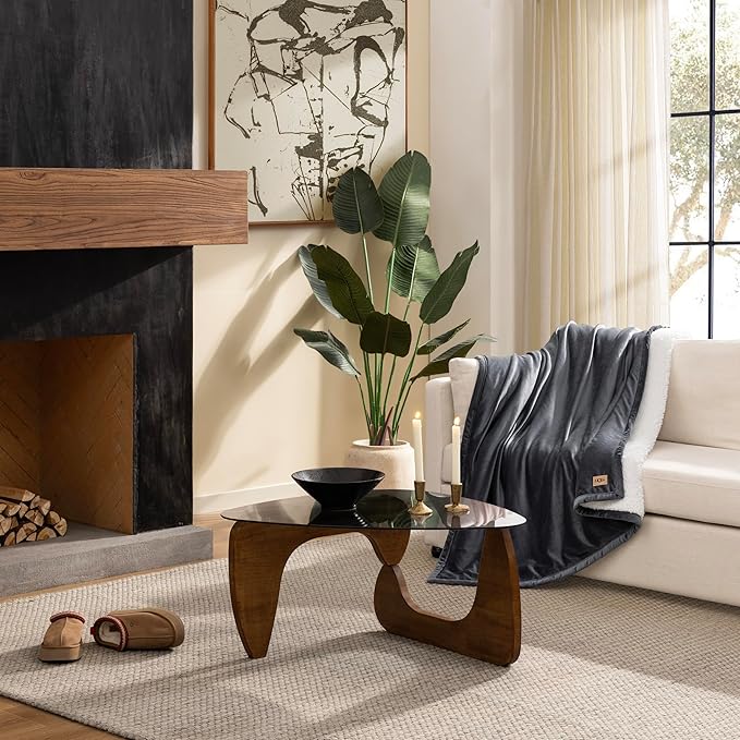 UGG Bliss Throw Blanket Plush Soft Fleece Fluffy Blankets for Bed or Couch Oversized Warm Reversible Machine Washable Medium Weight Home Decor Giftable Throw, 50-inch x 70-inch, Imperial Blue