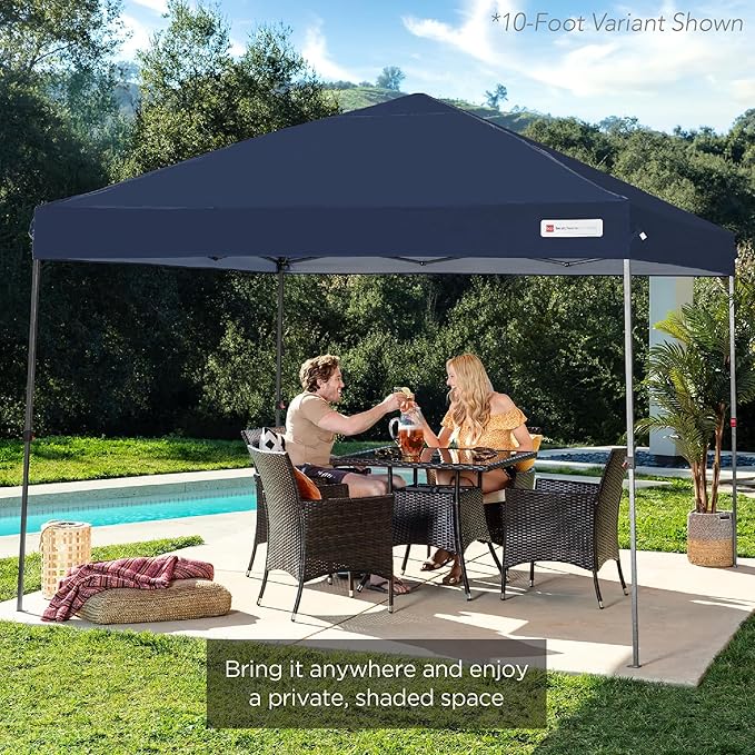 Best Choice Products 8x8ft Pop Up Canopy Tent, Outdoor Shade, 1 Person 1 Minute Set Up, Carry Case, 4 Weight Bags - Navy Blue
