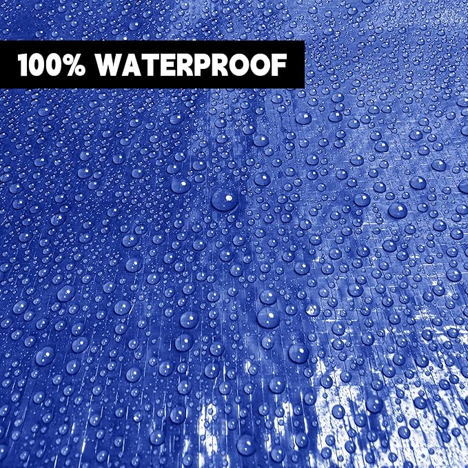 Tarp 8x10 ft (4-Pack) 100% Waterproof Uv Resistant High Durability Multipurpose 5mil Blue Tarp for Covering Courtyards, Cars, Camping, Gardens, Pet Nests -by MVPNET