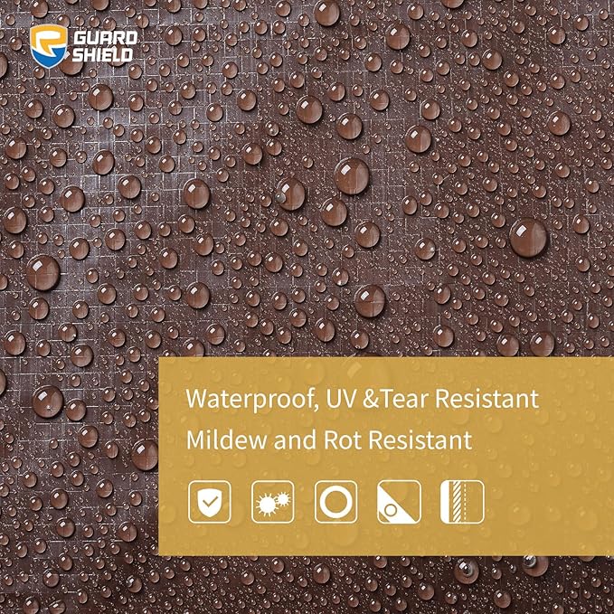 GUARD SHIELD Brown Tarp 8x10 Feet Waterproof Tarps Lightweight Camping Tarp Outdoor Multi Purpose Poly Cover 6mil