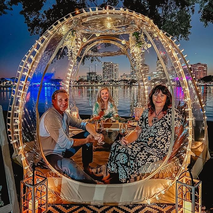 Alvantor Pop Up Bubble Tent - Instant Igloo Tent - Screen House for Patios - Large Oversize Weather Proof Pod - Cold Protection Camping Tent - Beige