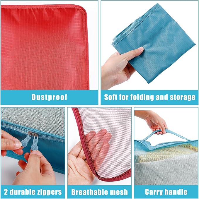12 Pcs Packing Cubes,Large Packing Cubes Luggage Organizers for Suitcase,Lightweight Mesh Travel Organizer Bags for Traveling Hiking Camping Backpacking(Multicolor)