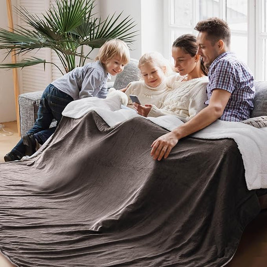 Bedsure GentleSoft Sherpa Fleece Oversized Cal King Blankets for Bed - Thick and Warm, Soft Fuzzy Plush Large Blanket for Winter, Brown, 112x98 Inches