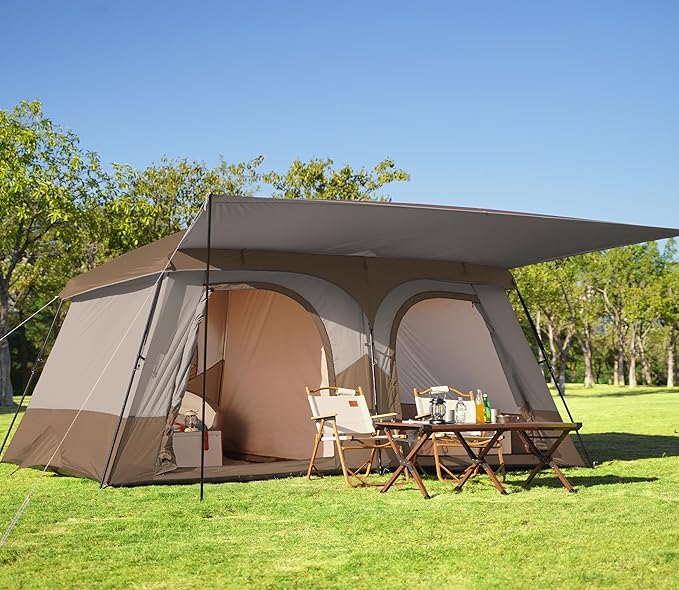 Vidalido Tents，8-10 Person Camping Tent with Extended Vestibule，2 Room Weather Resistant Family Tents，Easy Install Waterproof Outdoor Tent for Camping Hiking