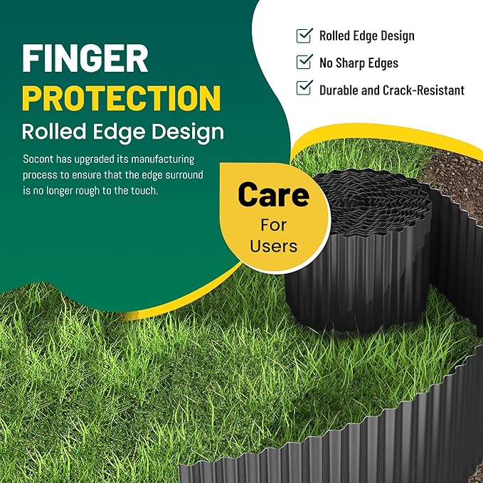 Corrugated Metal Garden Edging, 4"×10Ft Durable Landscape Border for Garden, Lawn, Flower Beds and Paver Edging (Black)