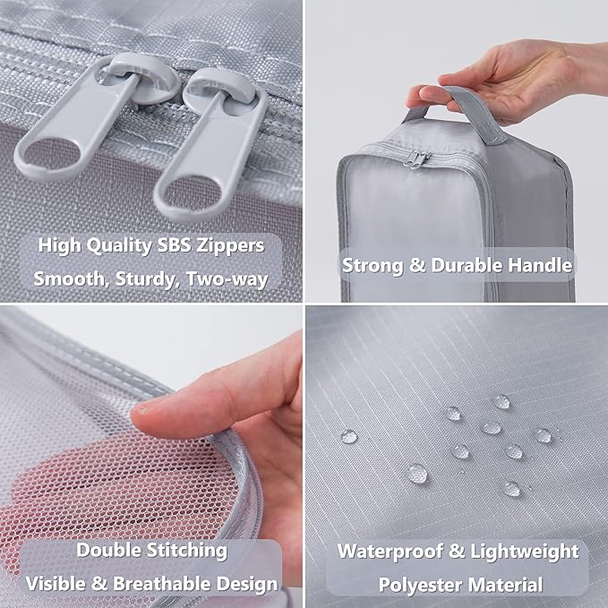 tianzong 7-piece Set Packing Cubes, Travel Bags for Luggage, Packing Organizers with Shoe Bag (Grey)