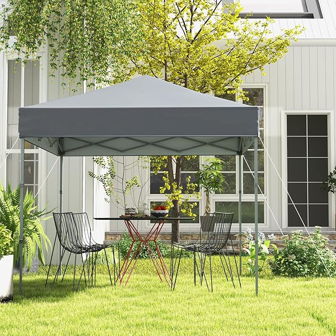 6.6 x 6.6 Ft Pop Up Canopy, 1 Person Instant Setup Canopy Tent with Push Center Lock, 8 Stakes, 4 Ropes & Carrying Bag, Portable Easy Up Gazebo Shelter for Outdoor Camp, Beach, Patio & Party