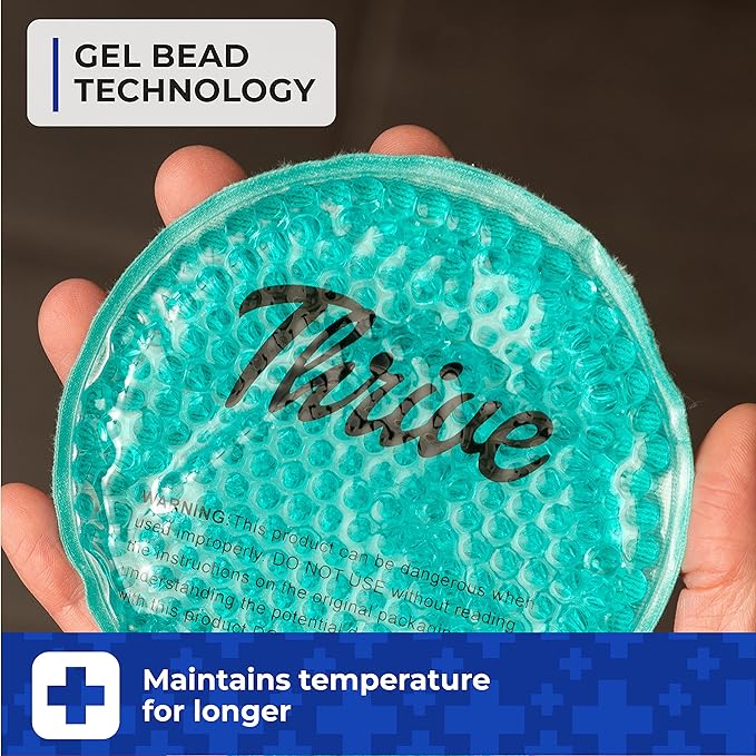 Thrive Round Hot & Cold Ice Packs (6 Pack) – FSA HSA Approved - Reusable Gel Bead Ice Pack w/Cloth Backing – Cold Packs for Injuries, Tired Eyes, Sinus Relief (Mint)