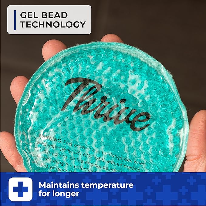Thrive Gel Ice Pack Set - Set of 6, Round, Blue - Reusable Hot & Cold Compress for Eyes & Soft Ice Packs for Neck & Breast Relief