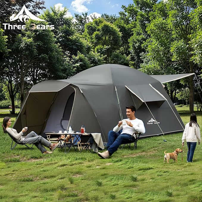 Three Bears Family Camping Tent - 6-Person Spacious Design, 3000mm Waterproof, Suitable for Road Trips/Backyards/Extended Camping Adventures in All Scenarios