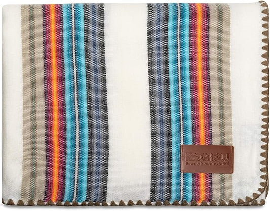 QISU Alpaca Wool Blanket Throw | Large, Beautiful, Warm, Variegated | 85 x 65 inches | Ultra-Soft, Hypoallergenic and Breathable | Non-Itchy or Scratchy Fabric (White Blue Variegated)