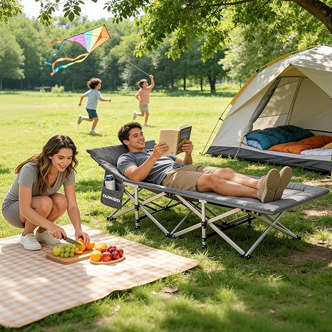 Camping cots for Adults,Cots for Sleeping,Cushion and Pillow, Camping Tent cot,High Weight Capacity, Compact Storage,with Carry Bag,Ideal for Outdoor Camping, Office use,Napping, Beach Trips