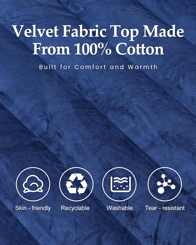 Inflatable Sleeping Pad for Camping, Extra-Thick 4.75 Inch Air Mattress with Soft Cotton Top, Machine Washable, Family Lightweight 4-Season Pad for Camping, Traveling & Hiking, Blue