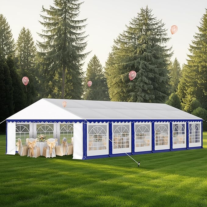 MFSTUDIO 20'x40' Party Tent, Outdoor Heavy Duty Party Tents with Removable Sidewalls, Large Canopy Tent Shelter for Outdoor Events Wedding Birthday, Blue