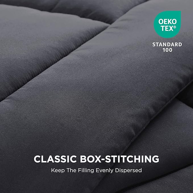 Bedsure Comforter Duvet Insert - Quilted Comforters Twin XL Size, All Season Duvet, GentleSoft Down Alternative Bedding, with 8 Tabs, Gifts for Women/Men, Grey, Twin XL 92 x 68 Inches