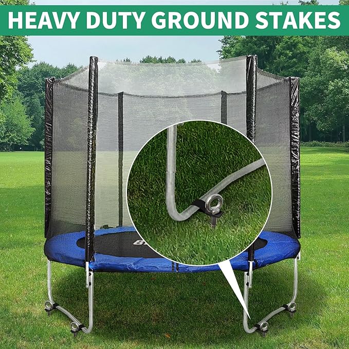 Phopich Ground Anchors Screw in, Swing Set Anchors Heavy Duty Tent Stakes Trampoline Anchors, 15" Spiral Earth Anchors with Straps for High Winds