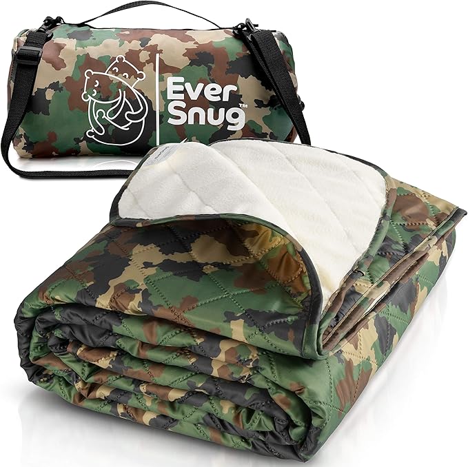 EverSnug Large Waterproof Outdoor Blanket - Extra Thick Premium Quilted Fleece, Waterproof & Windproof, Great for Camping, Picnics, Beaches, Stadiums, Dogs