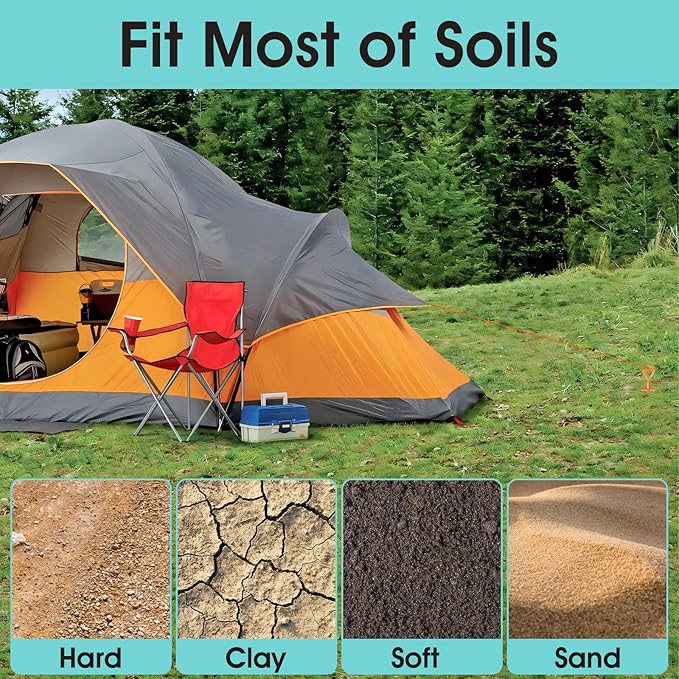 Ground Anchors Screw in, Heavy Duty Ground Trampoline Stakes High Wind Tent Stakes for Tent, Trampoline, Gazebo, Carport, Trap Anchor, Canopies, Swing Set