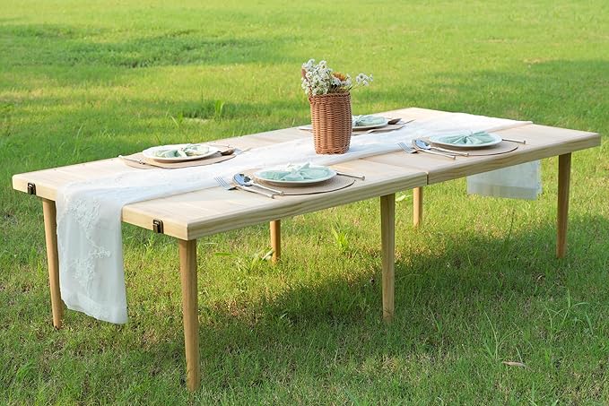 30 * 60 Low Picnic Table for Sitting on The Floor，Foldable Table for Patoi,Garden,Beach,Camping,with a Clear Varnish,Natural
