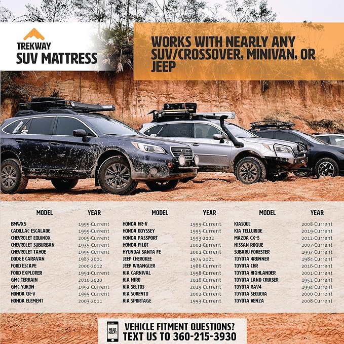 Offroading Gear SUV/Van Inflatable Air Mattress w/Side Chambers - Car Camping Bed - for 4Runner, Outback, Forester, Cherokee, RAV4, Blow Up Inflatable. from Trekway