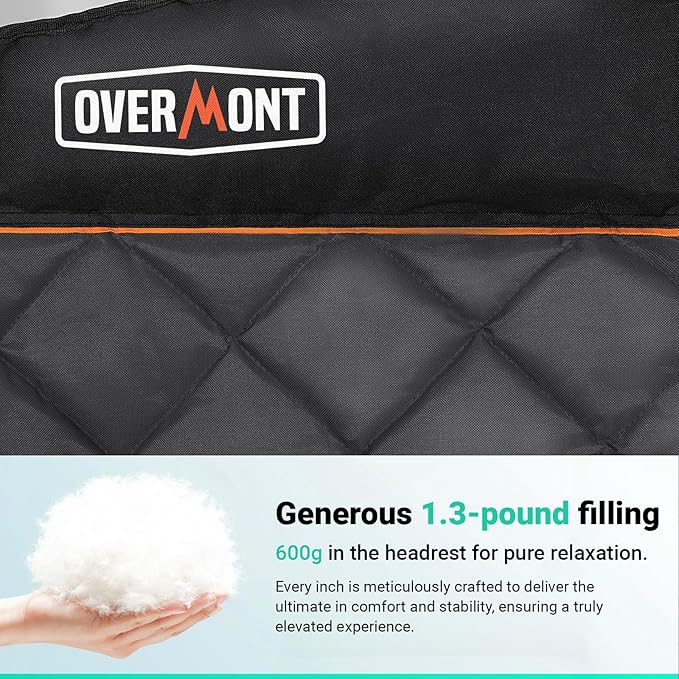 Overmont Oversized Double Camping Chair - 2 Person Comfort Couch Chair Loveseat for Adults - Heavy Duty Lawn Chairs with Cooling Bag&Wine Racks - Support 850LBS Black